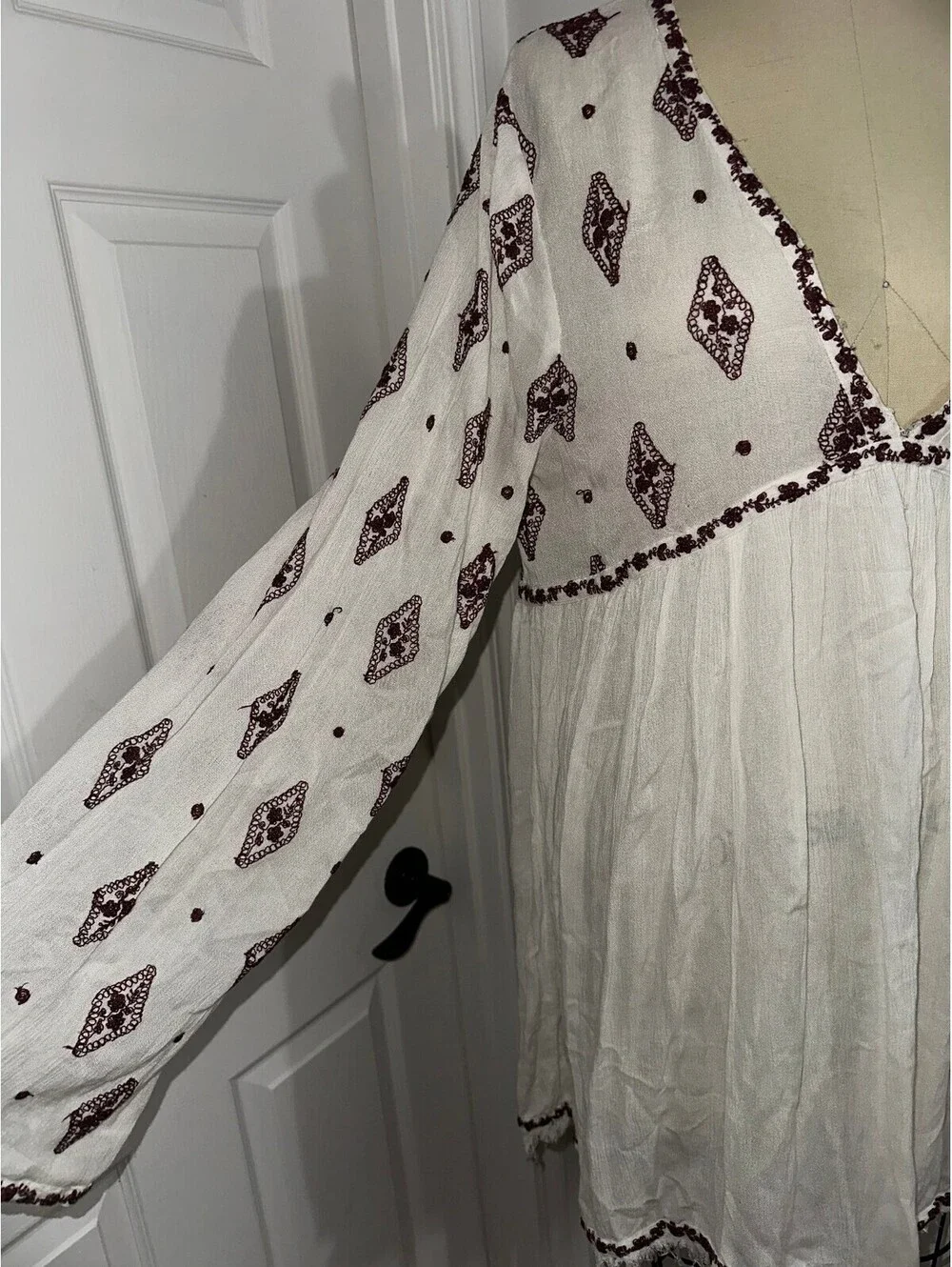 Free People White Boho Y2K Festival Dress Size L/G